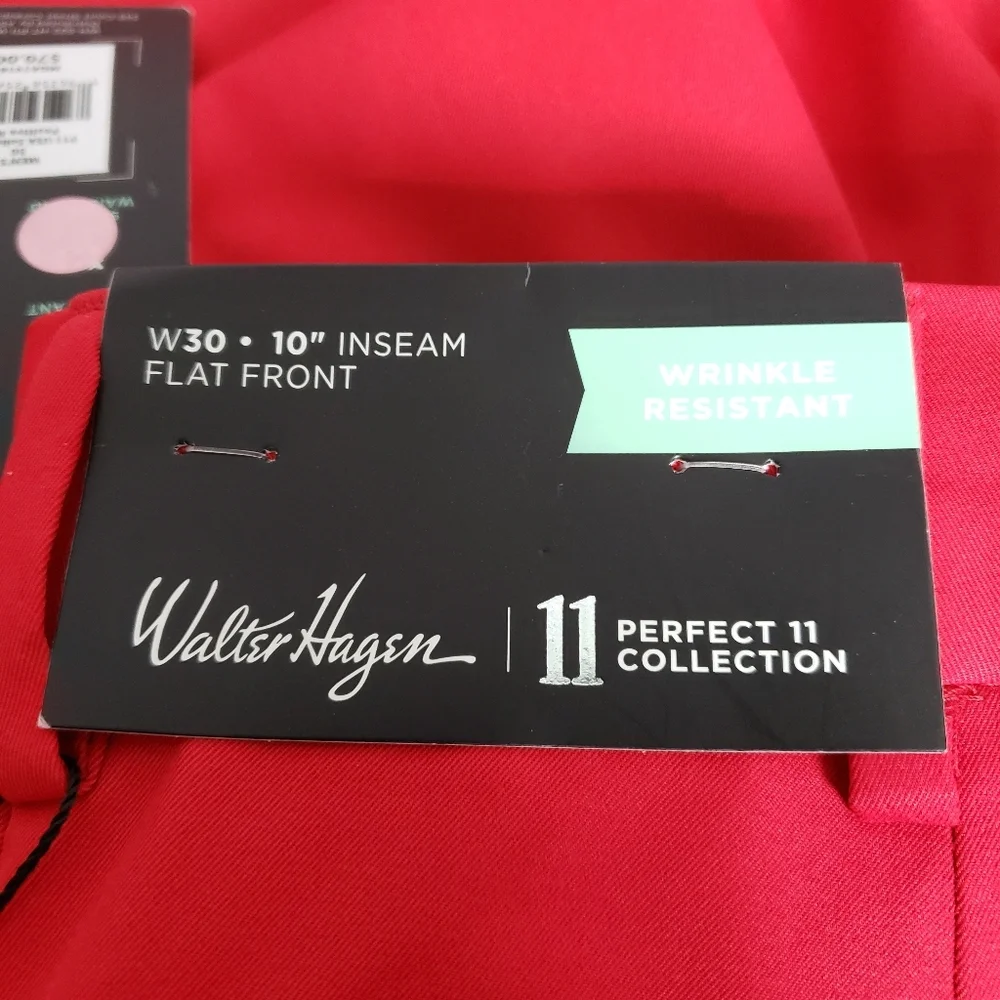 NWT Walter Hagen Perfect 11 Collection Golf Shorts Solid Red Men's‎ Size 30